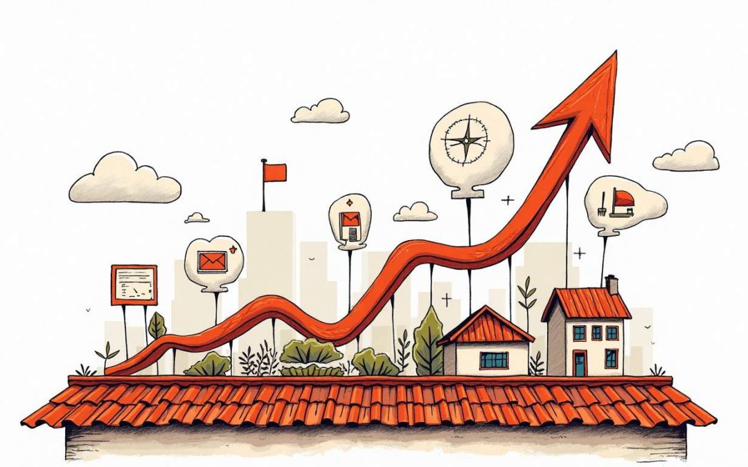 An eye-catching rooftop landscape featuring various roofing materials and styles