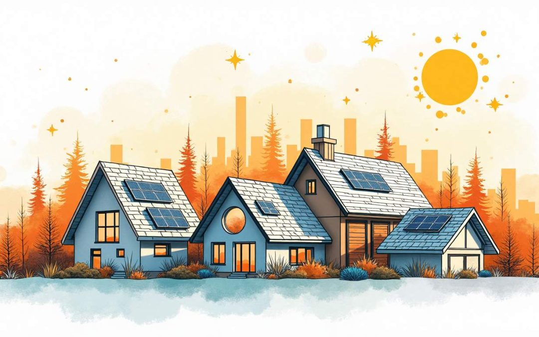 A futuristic roofing landscape featuring innovative roofing materials and technology