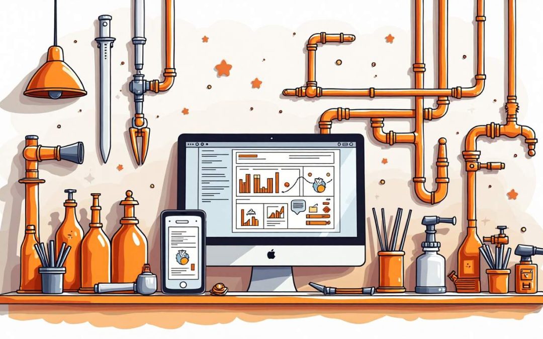 A bustling plumbing workshop filled with various tools