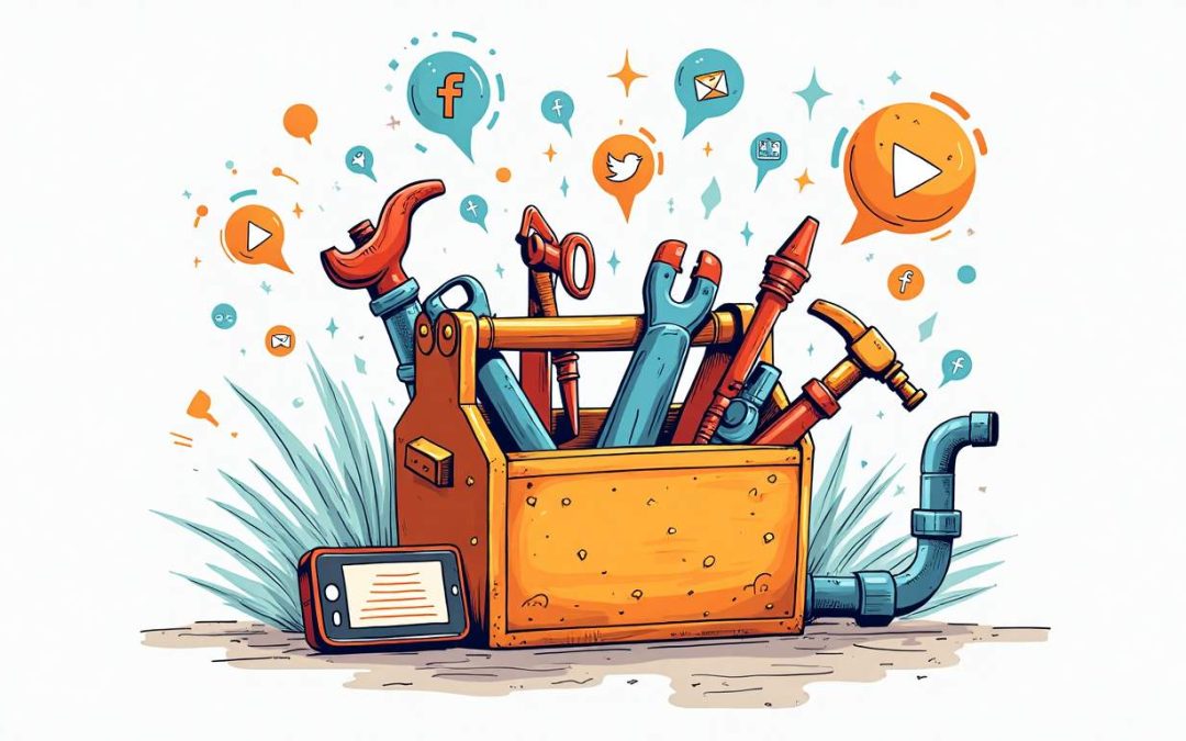 An eye-catching toolbox filled with plumbing tools