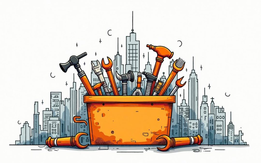 An overflowing toolbox filled with plumbing tools
