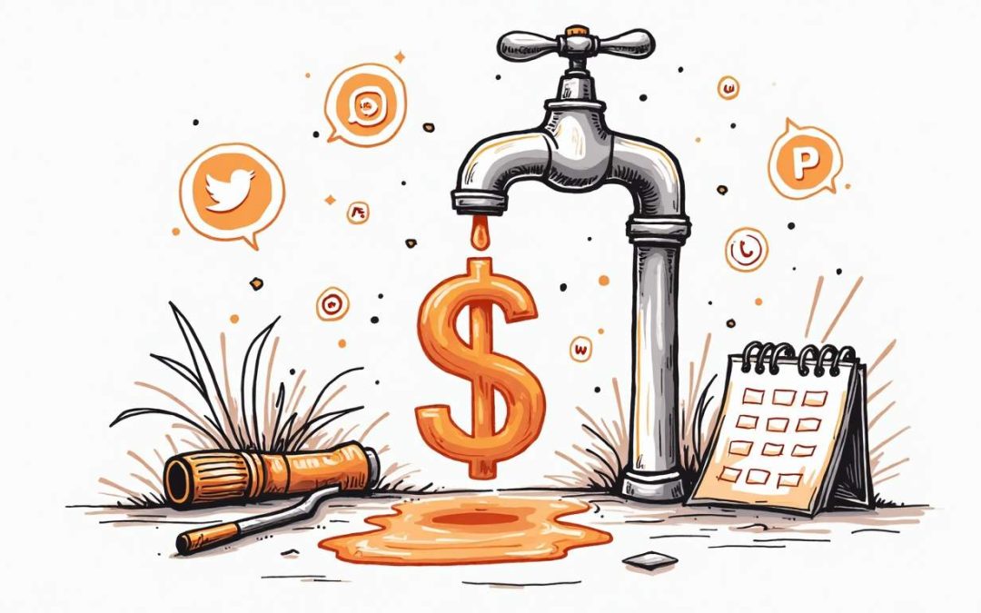 A leaky faucet with a dollar sign dripping from it