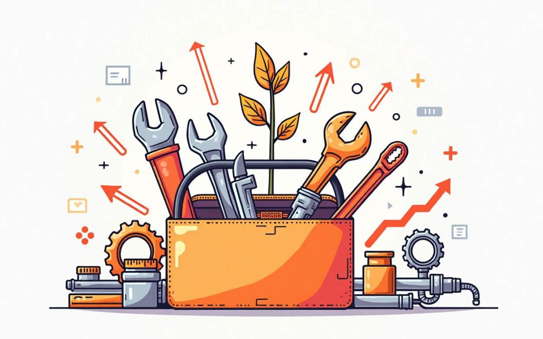 An organized toolkit filled with plumbing tools like wrenches