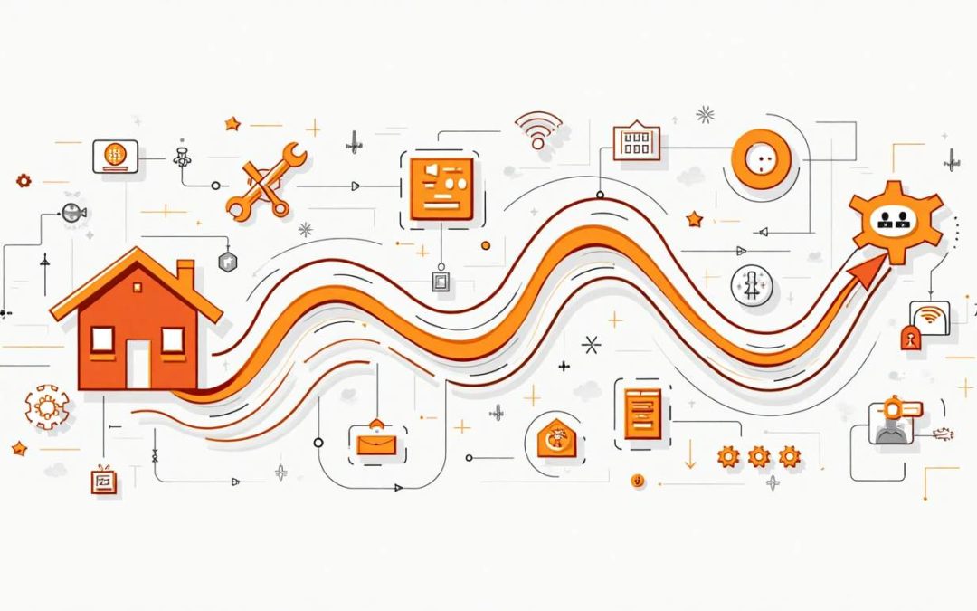 A dynamic flowchart or infographic that visually represents a streamlined outreach process for home service providers